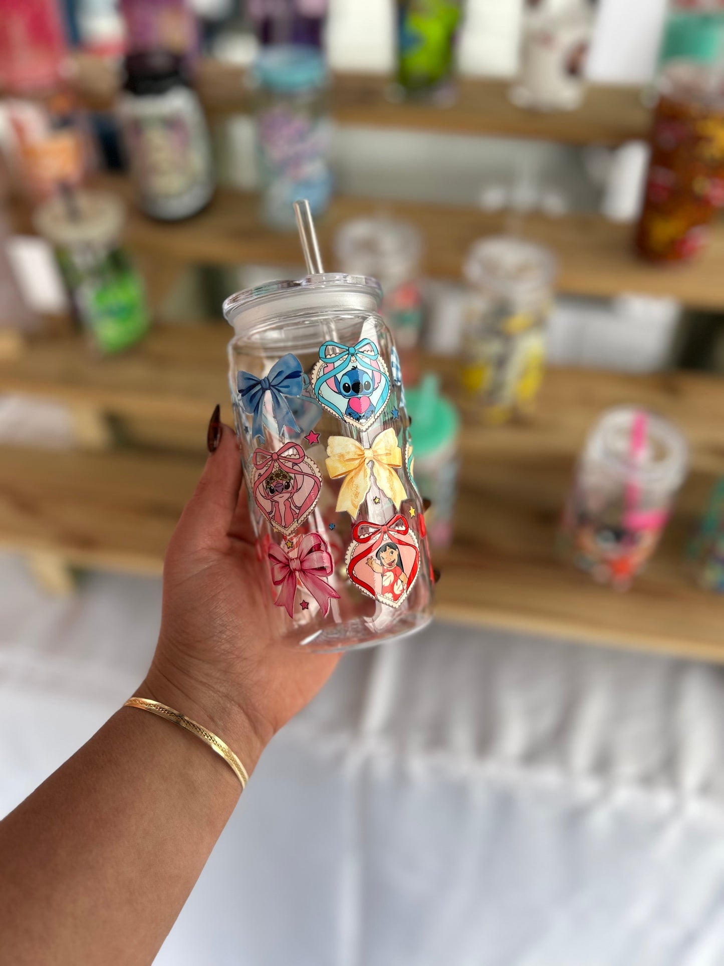 Hawaiian Cutie Hearts Acrylic Cup W/acrylic lid & straw