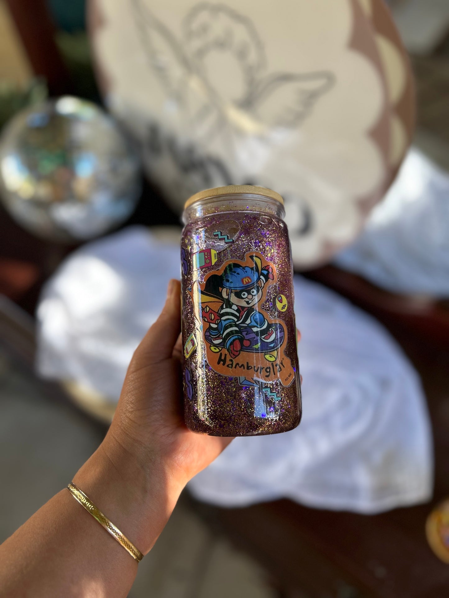 Maccas Inspired Retro Glass Snowglobe Tumbler