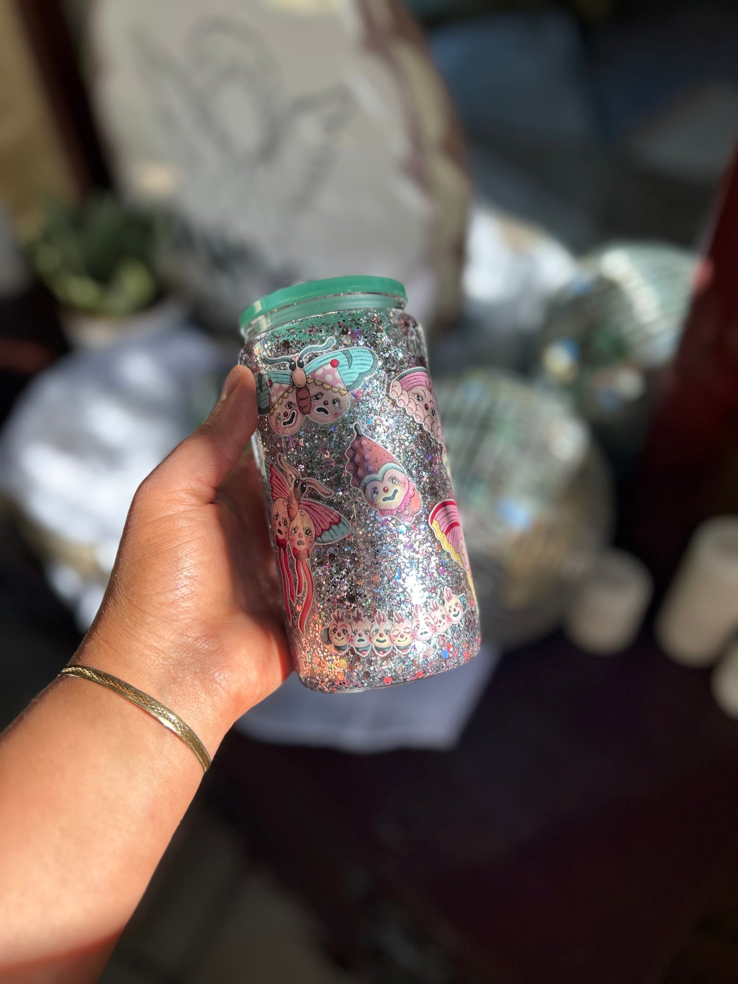 Creepy Clowns Glass Snowglobe Tumbler