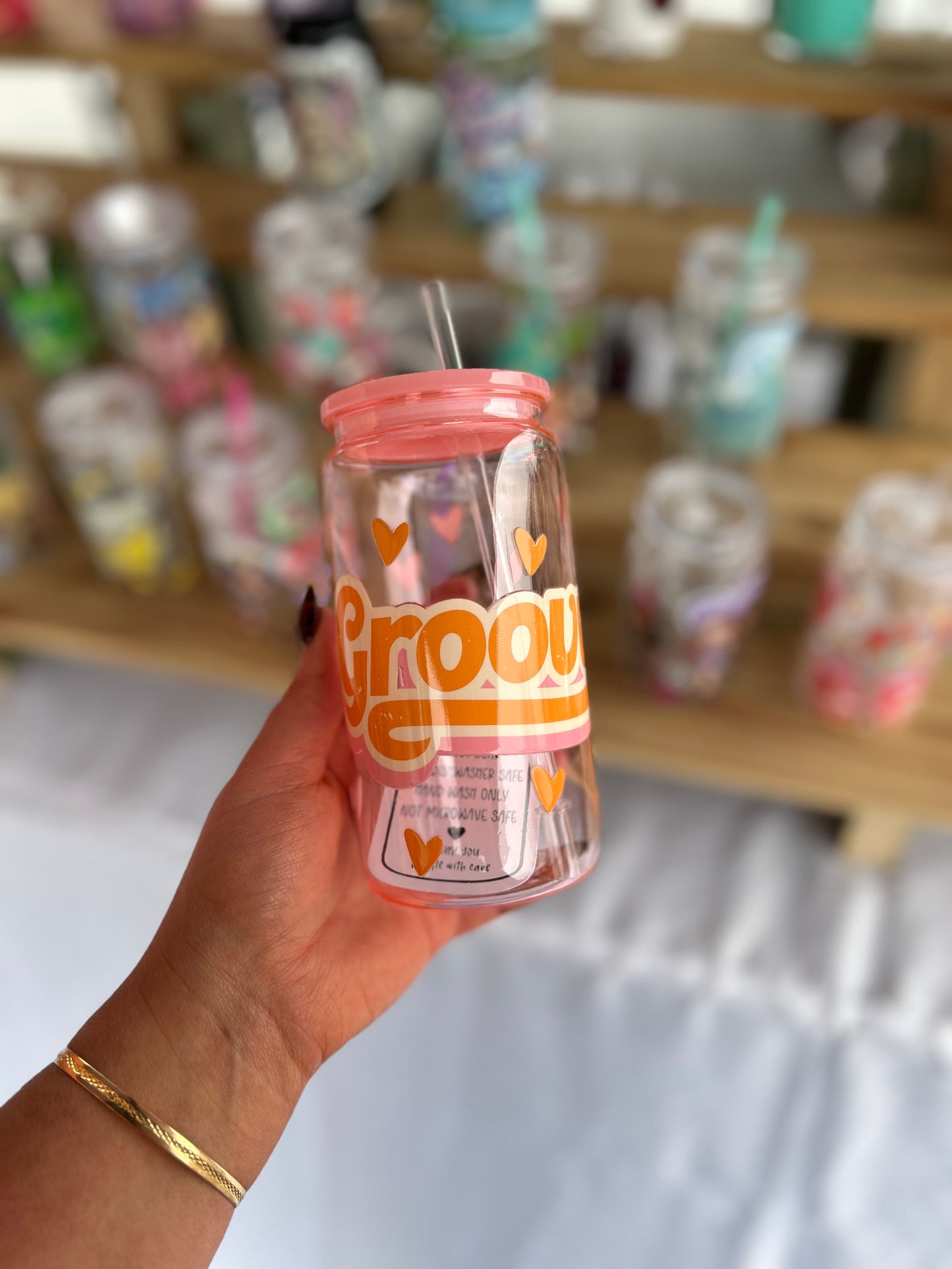 Groovy Acrylic Cup W/acrylic lid & straw