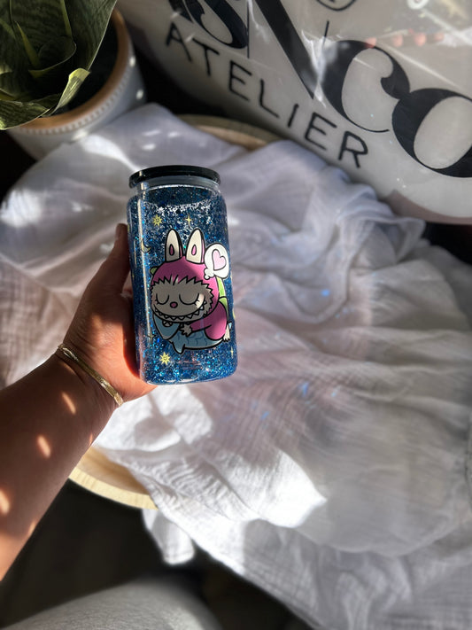 Labubu Snowglobe Glass Tumbler