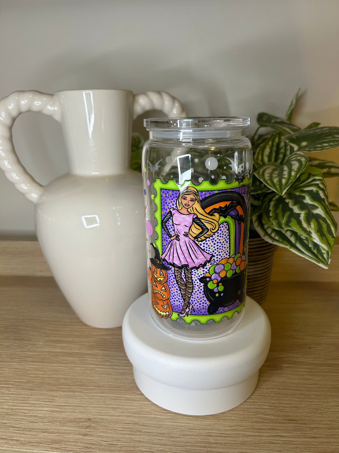 Halloween Doll 16oz Acrylic Cup W/acrylic lid & straw