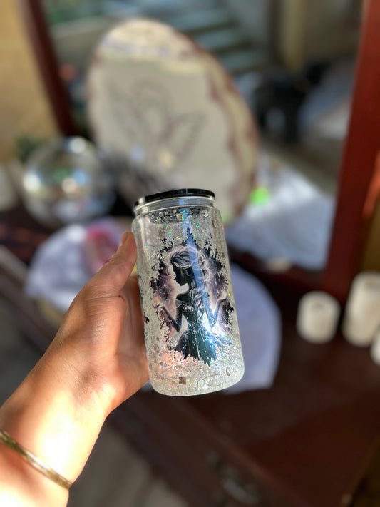 Elsa Inspired Snowglobe Glass Tumbler