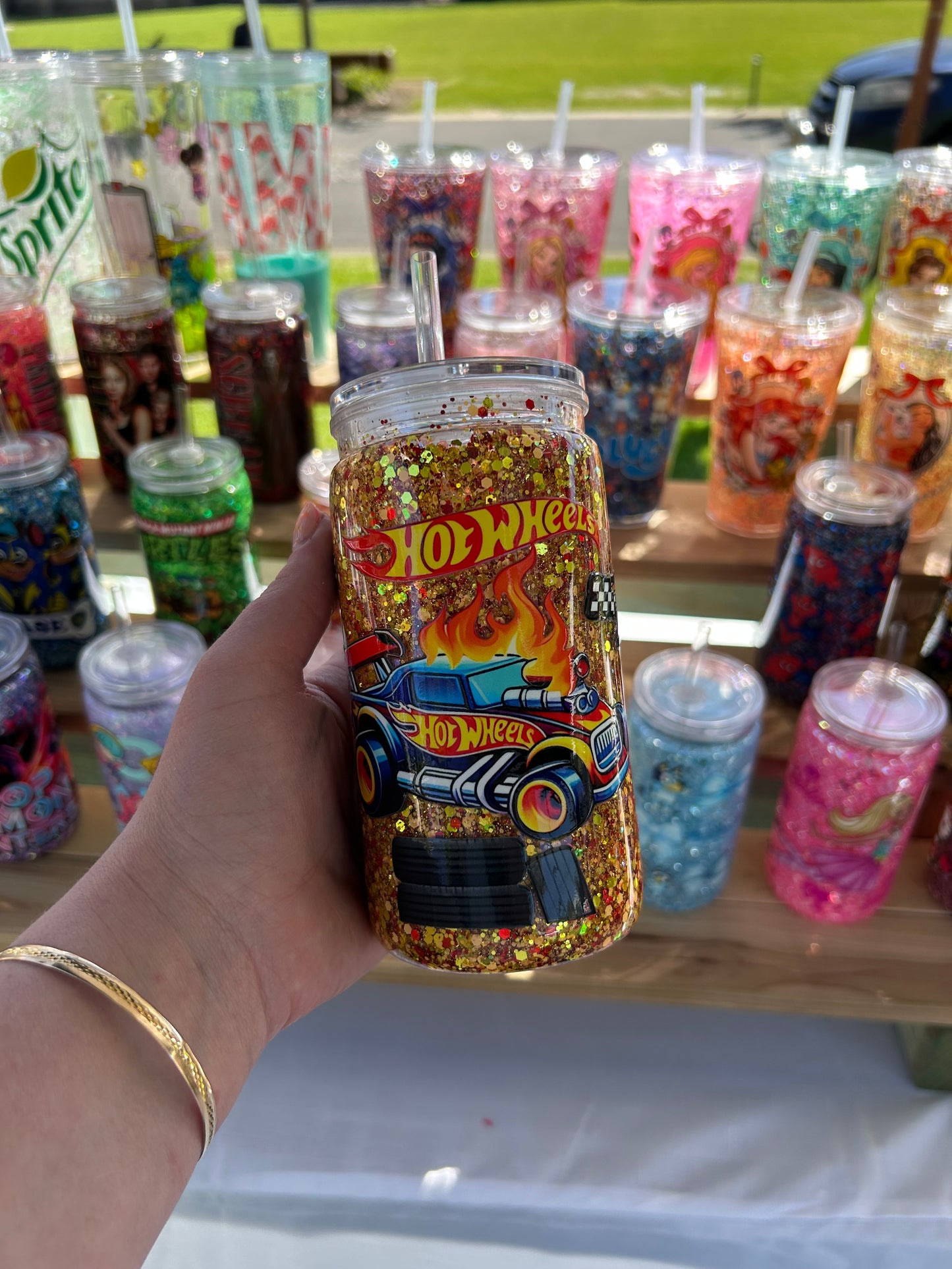 Hotwheels - Double Walled Acrylic Cup W/ lid & straw