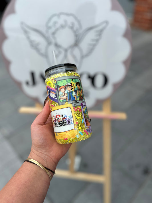 Nostalgia Tv 2 Double Walled Acrylic Cup W/ lid & straw