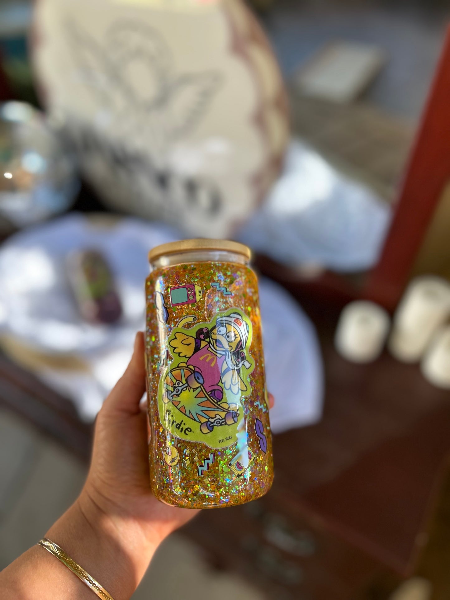 Retro Maccas Glass Snowglobe Tumbler
