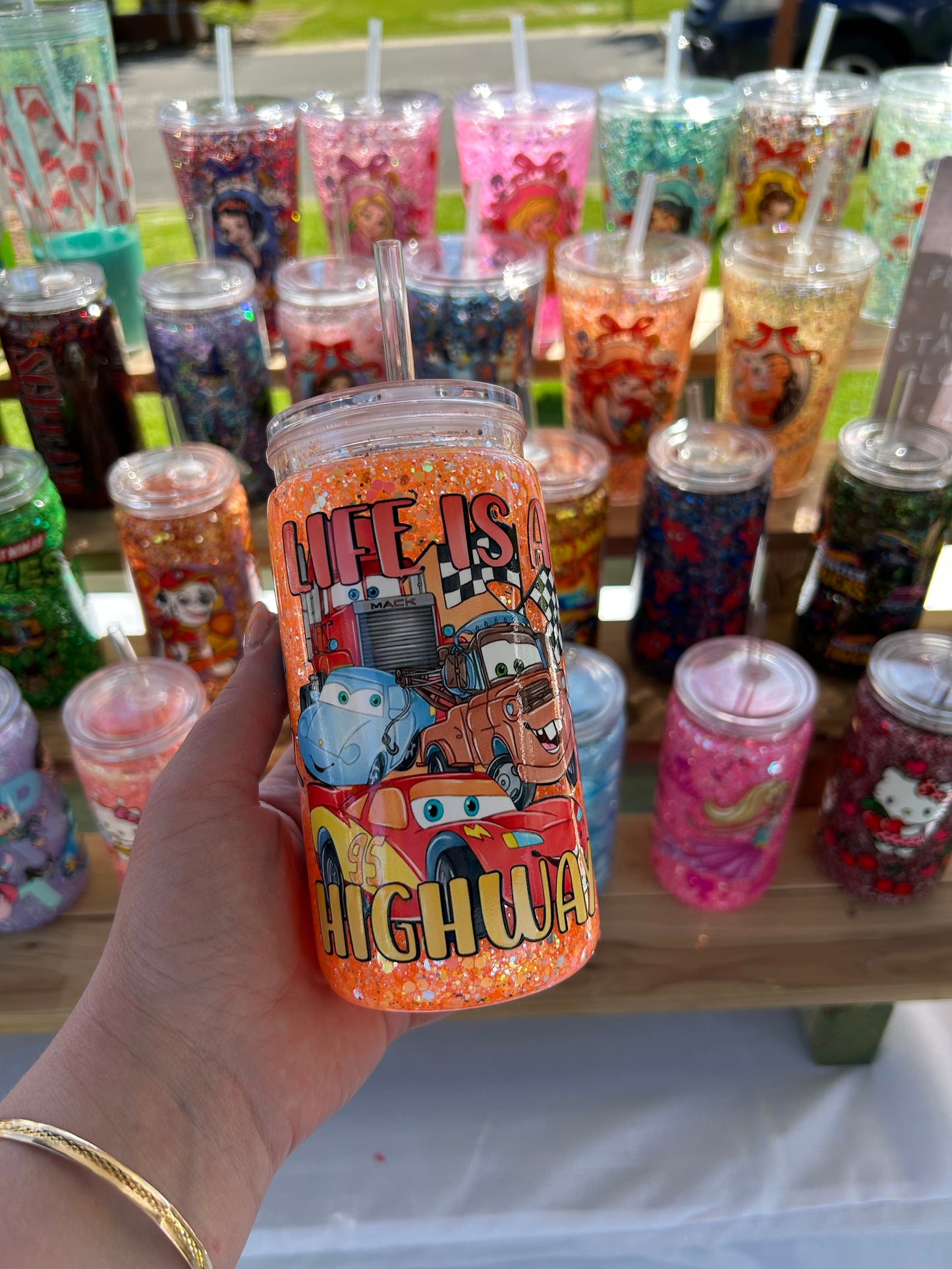 McQueen- Double Walled Acrylic Cup W/ lid & straw