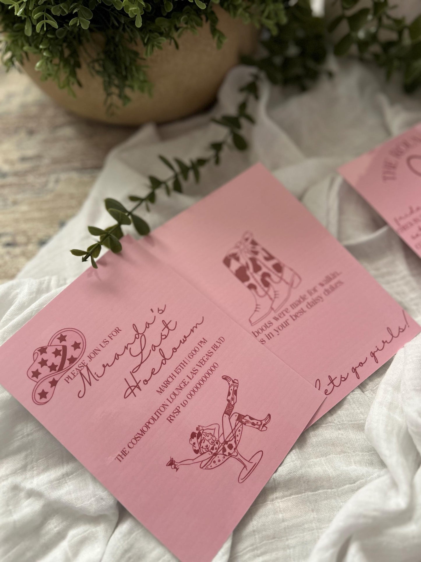 Cute Bachelorette Last Hoedown Bundle: Invitation and Program, My Last Hoedown, Rodeo/Martini Cowgirl Theme. Bachelorette wedding invitation