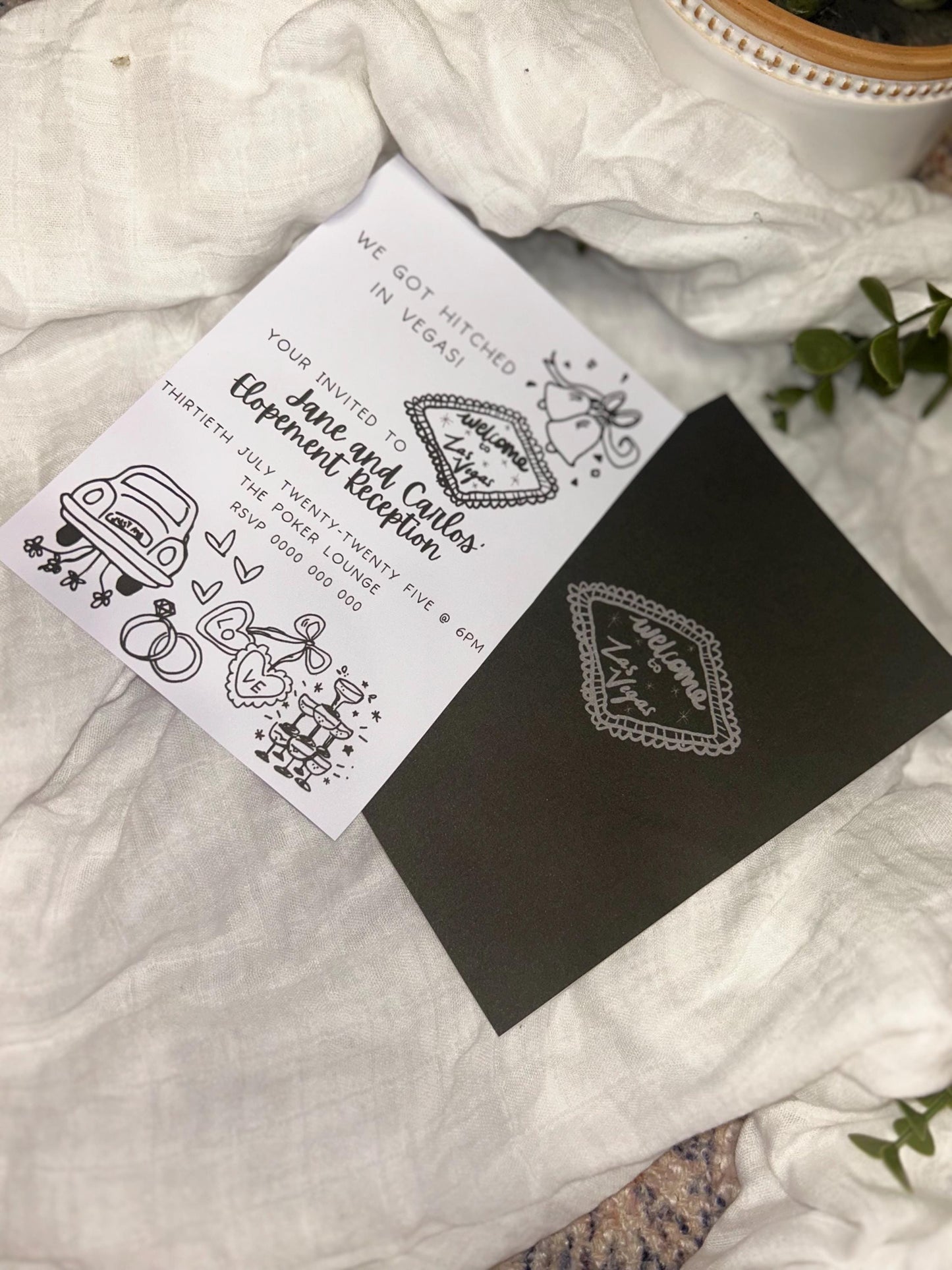 We Got Hitched Invitation Married in Vegas Invite Elopement announcement Just Married Wedding Invitation Cute Modern Artsy Edgy Goth Wedding