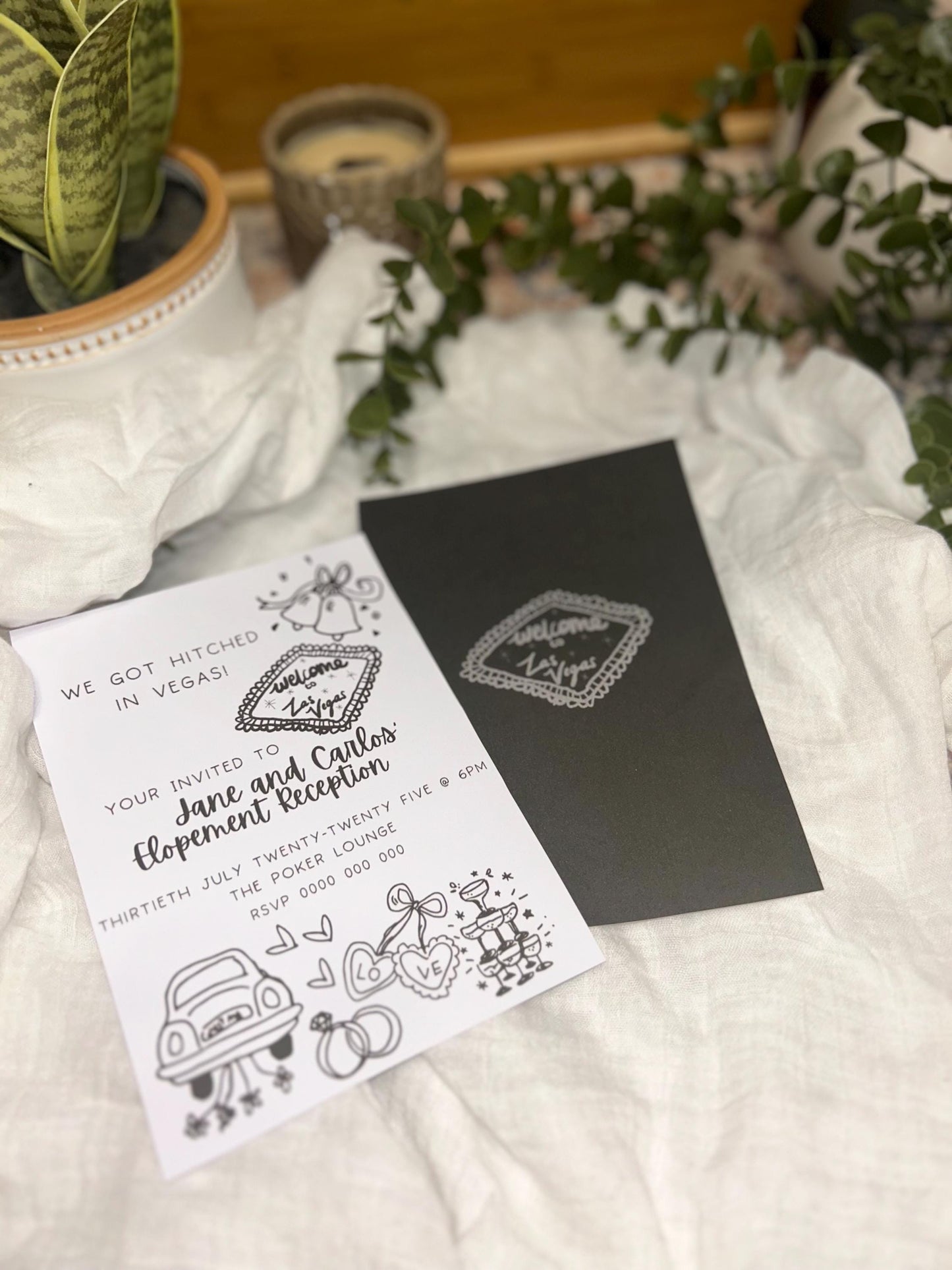 We Got Hitched Invitation Married in Vegas Invite Elopement announcement Just Married Wedding Invitation Cute Modern Artsy Edgy Goth Wedding