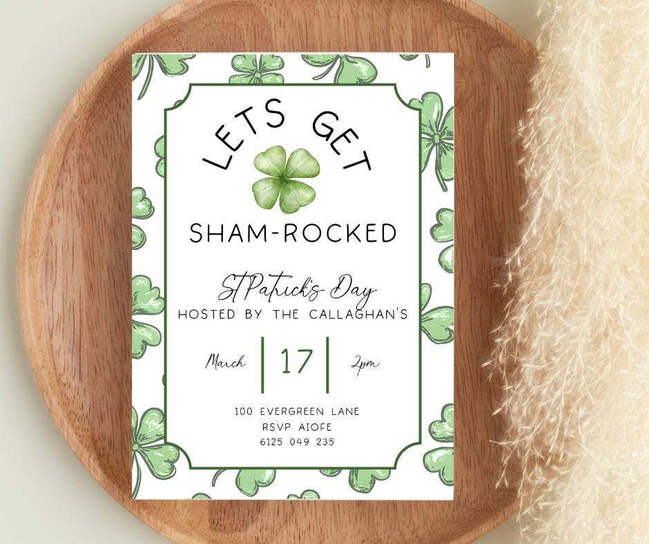St Patrick's Day Party Lets Get Shamrocked Invitation Editable Saint Patrick Day Party Invite Shamrock, Invitation Shamrock Instant Download