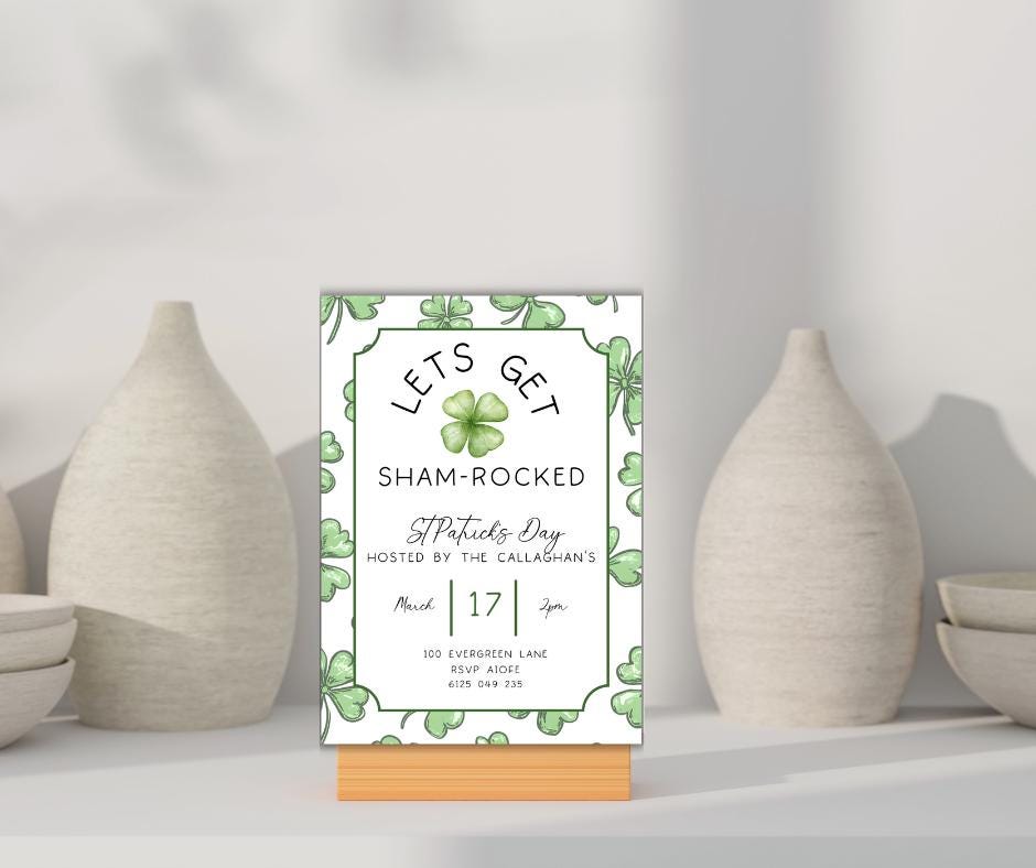 St Patrick's Day Party Lets Get Shamrocked Invitation Editable Saint Patrick Day Party Invite Shamrock, Invitation Shamrock Instant Download