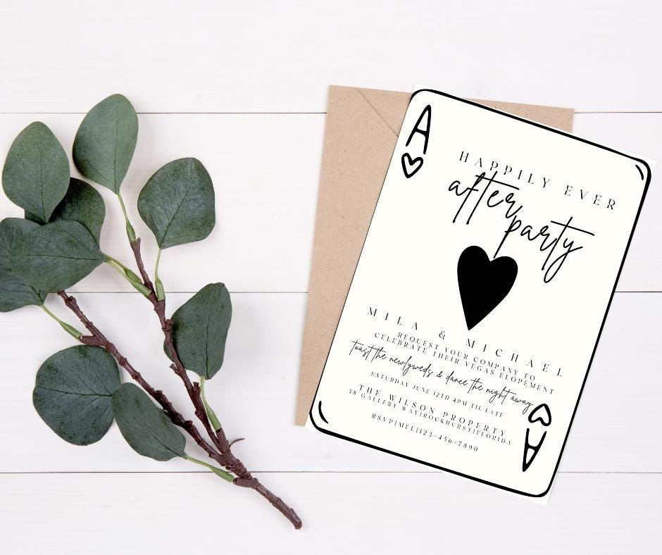Funky Vegas Wedding Invitation playing cards modern fun just married Vegas elopement chapel wedding Elvis wedding gambling casino wedding