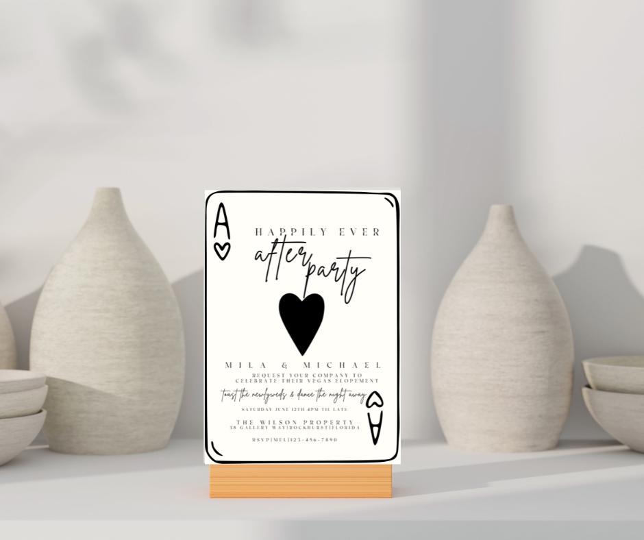 Funky Vegas Wedding Invitation playing cards modern fun just married Vegas elopement chapel wedding Elvis wedding gambling casino wedding