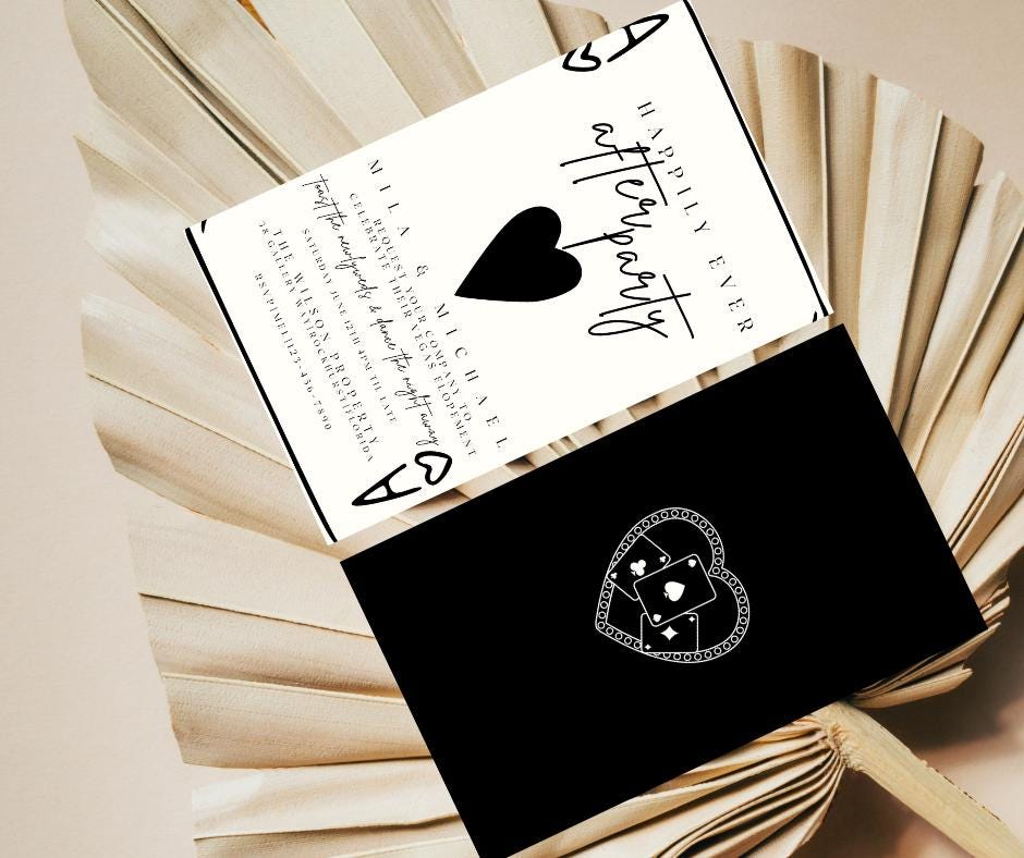 Funky Vegas Wedding Invitation playing cards modern fun just married Vegas elopement chapel wedding Elvis wedding gambling casino wedding