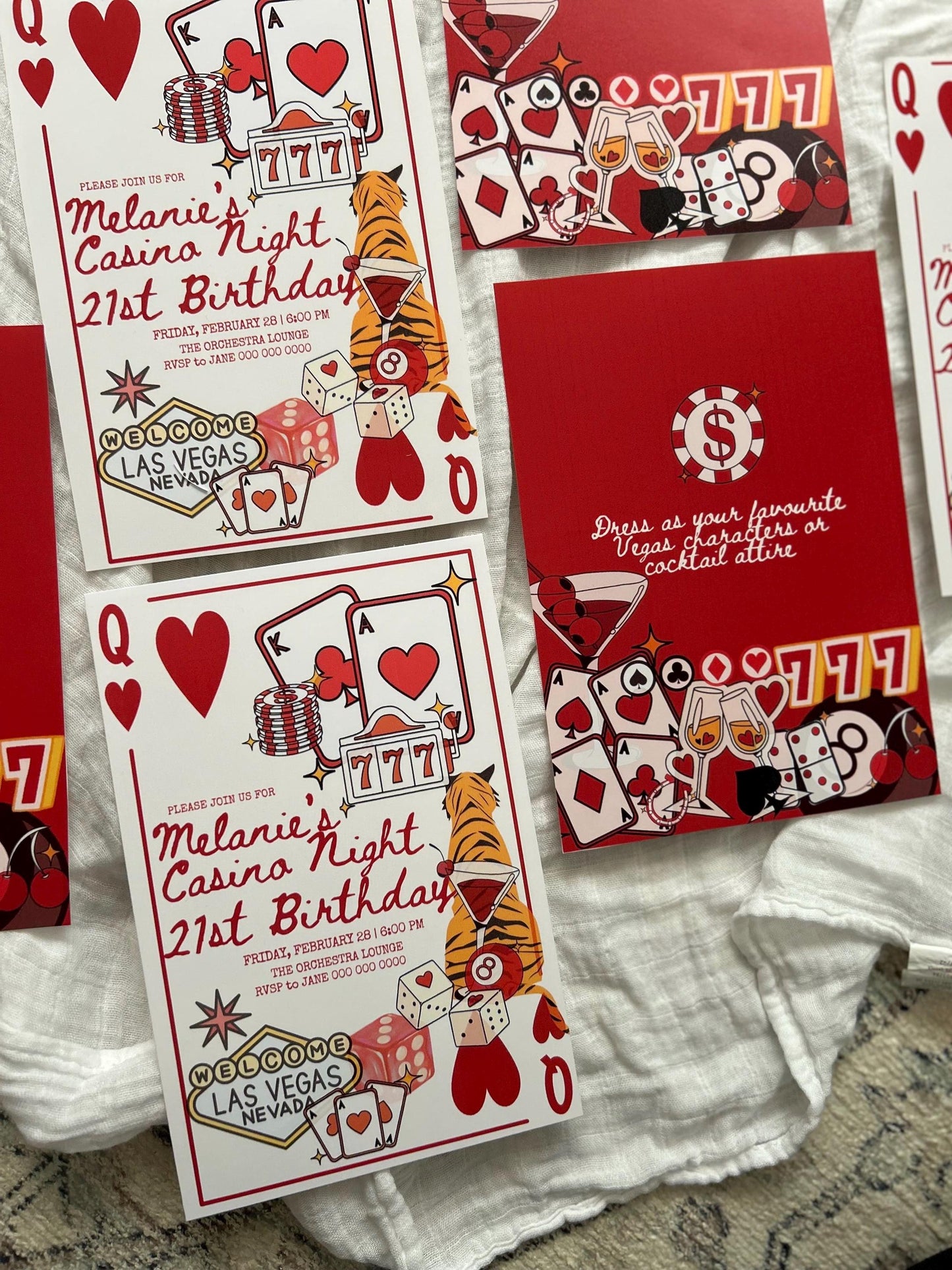 Las Vegas Casino Night Themed Party Invitations Bachelorette Milestone 21 30 18 Birthday Party Dinner Wedding Elopement Reception Invitation