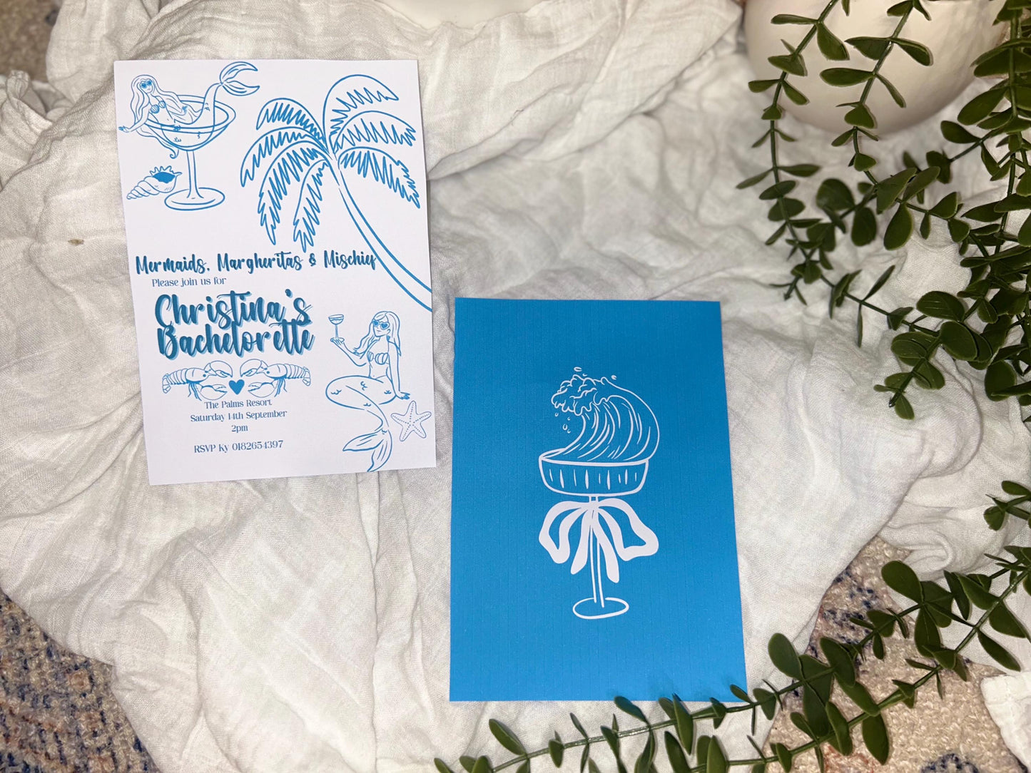 Mermaid Bachelorette Invitation - Tropical Beach Party Invite Editable Canva custom template wedding hens milestone birthday surprise event