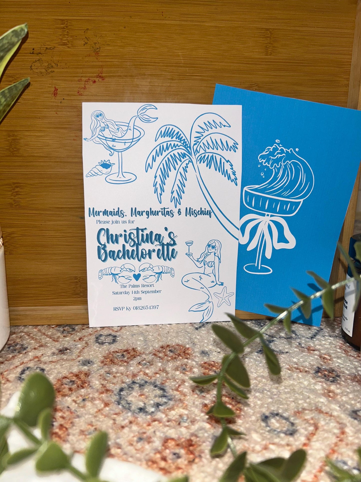 Mermaid Bachelorette Invitation - Tropical Beach Party Invite Editable Canva custom template wedding hens milestone birthday surprise event