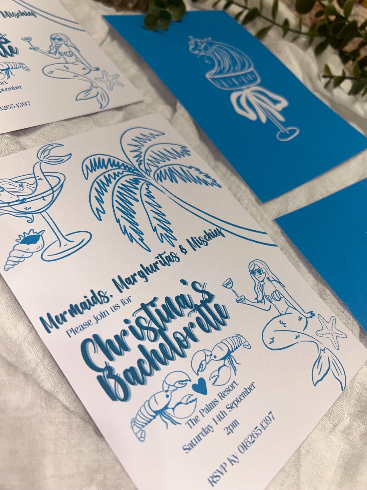 Mermaid Bachelorette Invitation - Tropical Beach Party Invite Editable Canva custom template wedding hens milestone birthday surprise event
