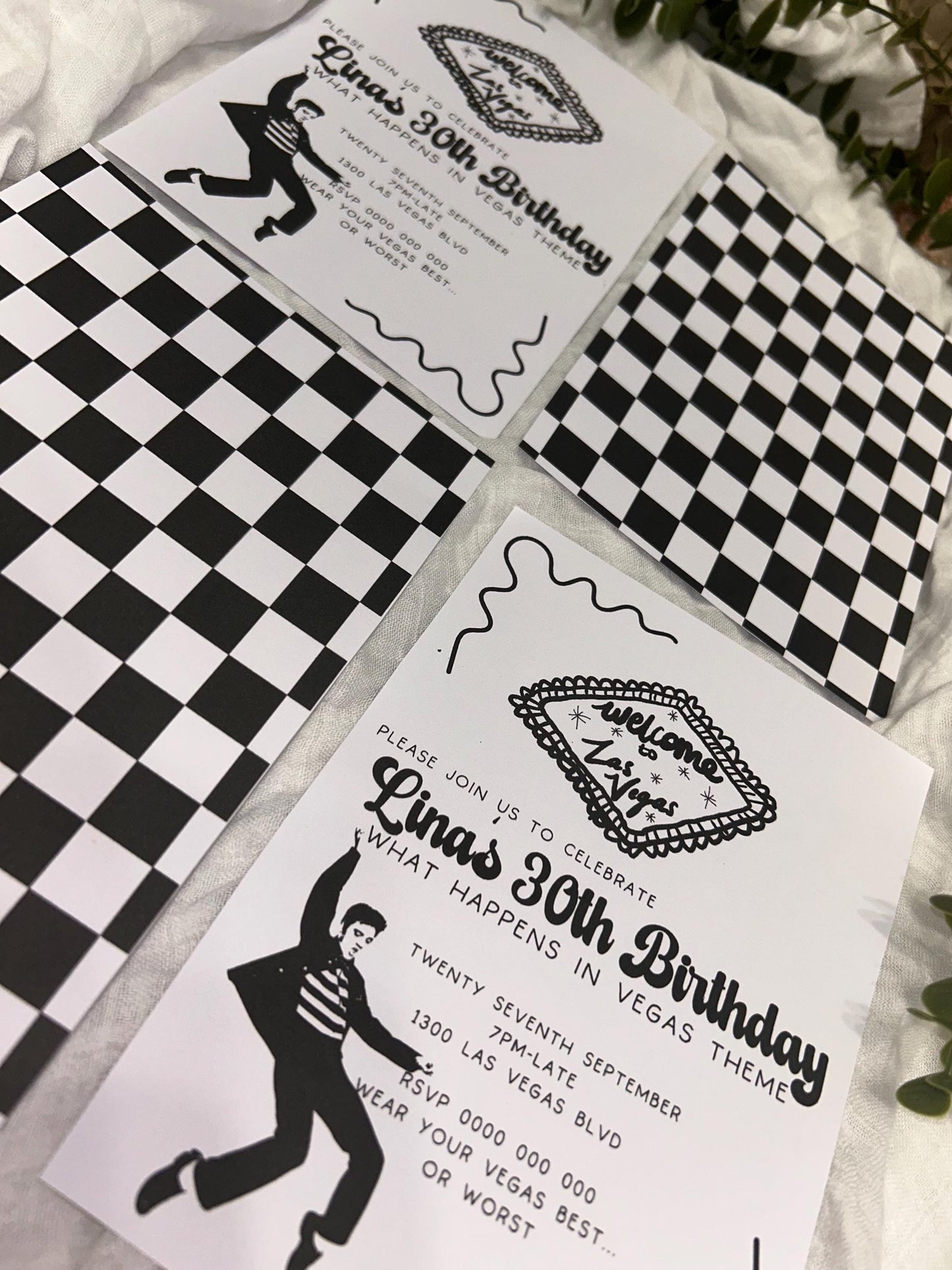 Elvis 30th 21st Ladies or Mens Birthday Invitation What happens in Vegas Viva Las Vegas Party, Casino Gambler Rock n Roll Theme Party Invite