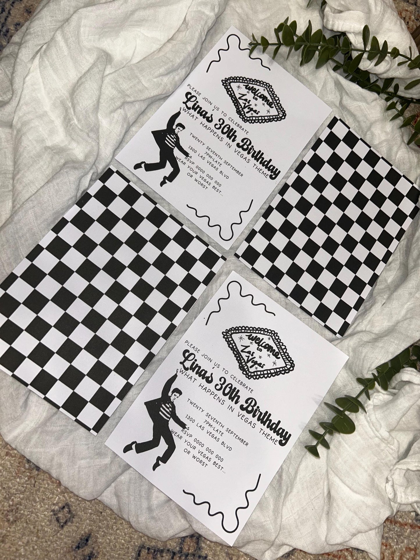 Elvis 30th 21st Ladies or Mens Birthday Invitation What happens in Vegas Viva Las Vegas Party, Casino Gambler Rock n Roll Theme Party Invite