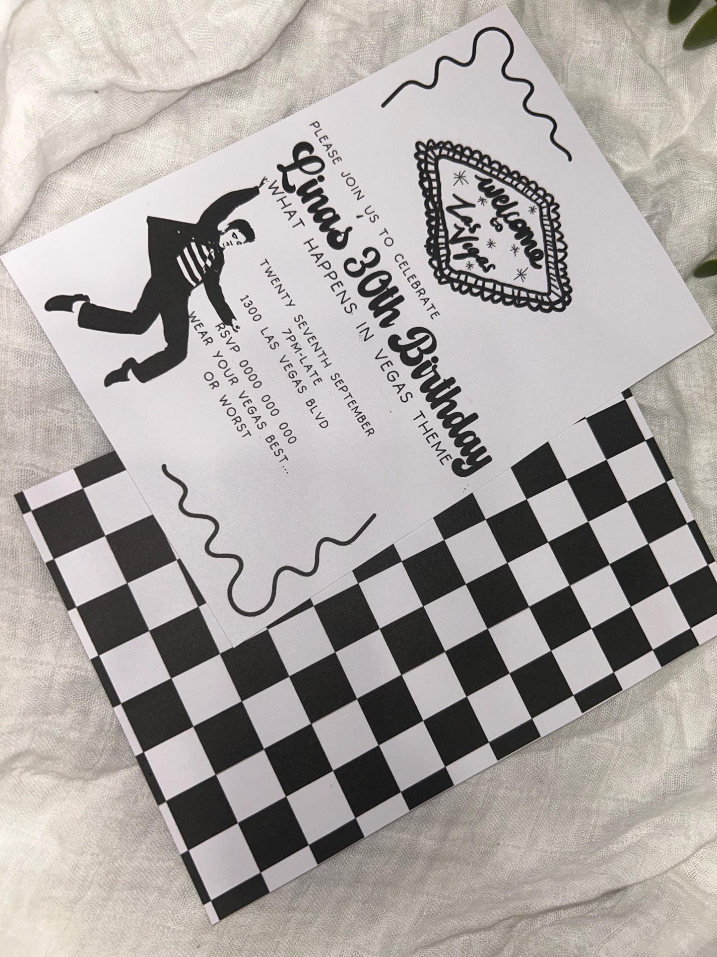Elvis 30th 21st Ladies or Mens Birthday Invitation What happens in Vegas Viva Las Vegas Party, Casino Gambler Rock n Roll Theme Party Invite