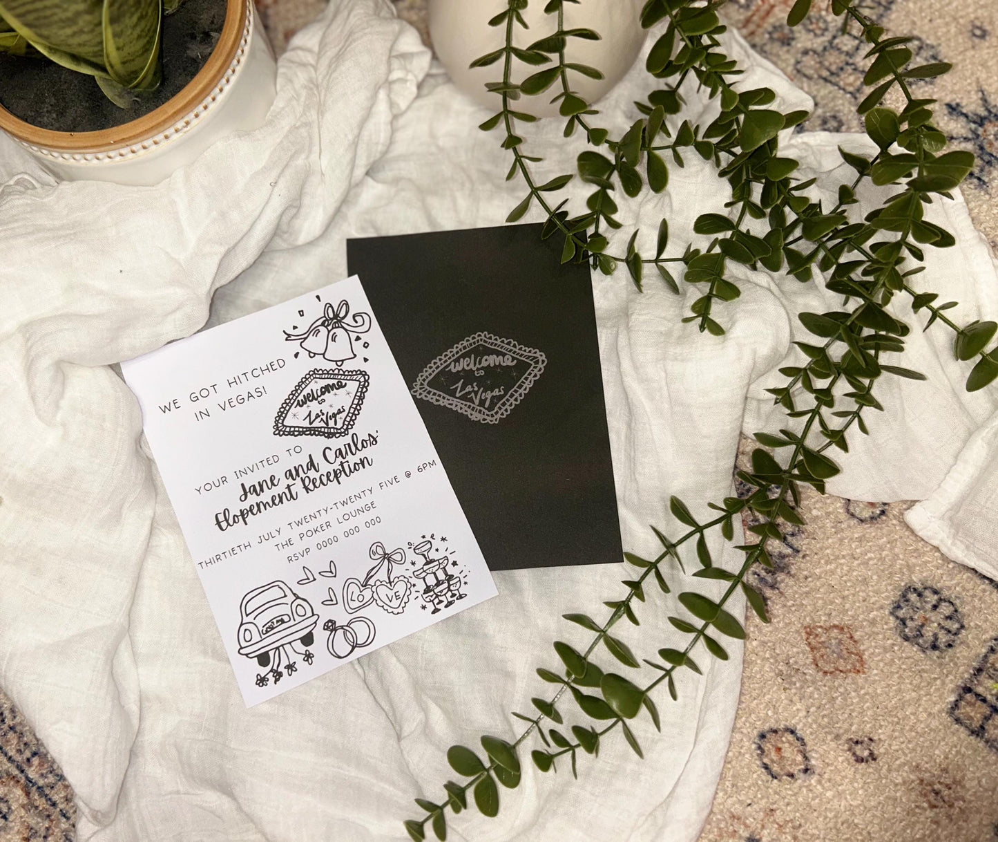 We Got Hitched Invitation Married in Vegas Invite Elopement announcement Just Married Wedding Invitation Cute Modern Artsy Edgy Goth Wedding