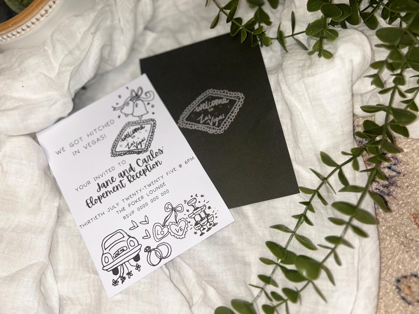We Got Hitched Invitation Married in Vegas Invite Elopement announcement Just Married Wedding Invitation Cute Modern Artsy Edgy Goth Wedding