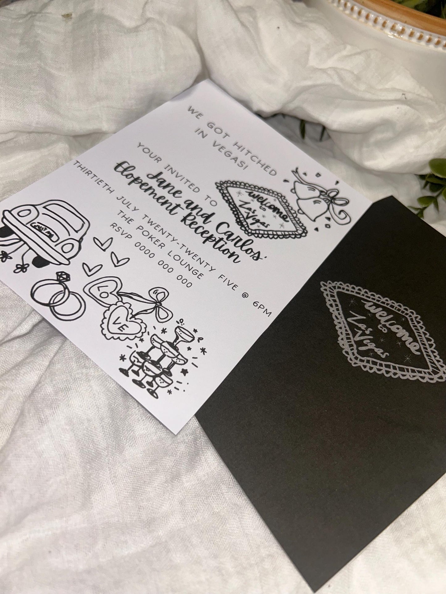 We Got Hitched Invitation Married in Vegas Invite Elopement announcement Just Married Wedding Invitation Cute Modern Artsy Edgy Goth Wedding