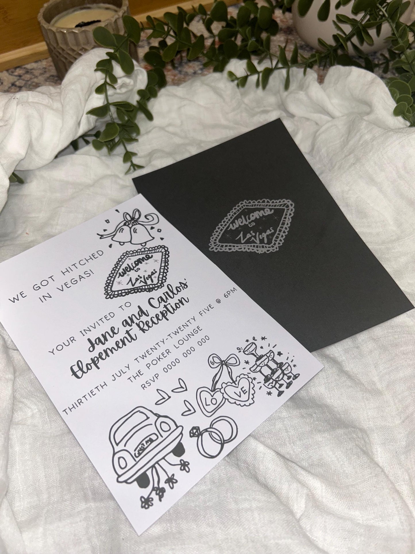 We Got Hitched Invitation Married in Vegas Invite Elopement announcement Just Married Wedding Invitation Cute Modern Artsy Edgy Goth Wedding
