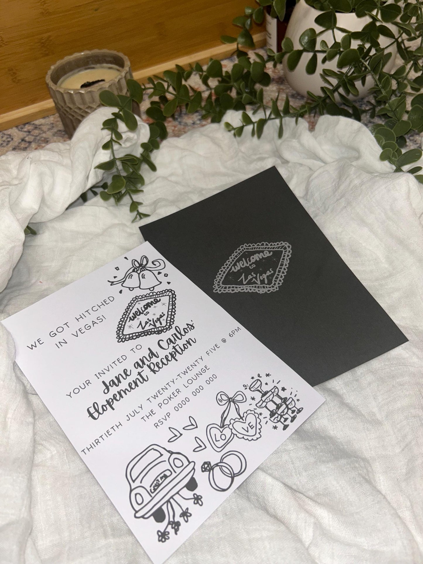We Got Hitched Invitation Married in Vegas Invite Elopement announcement Just Married Wedding Invitation Cute Modern Artsy Edgy Goth Wedding
