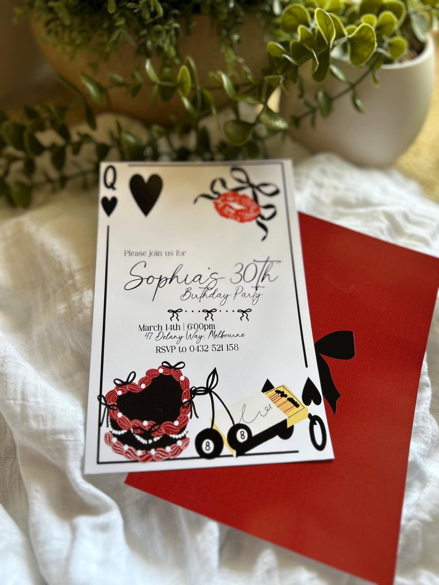 Ladies 30th 21st Glam Lucky coquette Bachelorette Birthday Theme Party Dinner Wedding Reception Invitation Teen Girl Party E-invite Canva