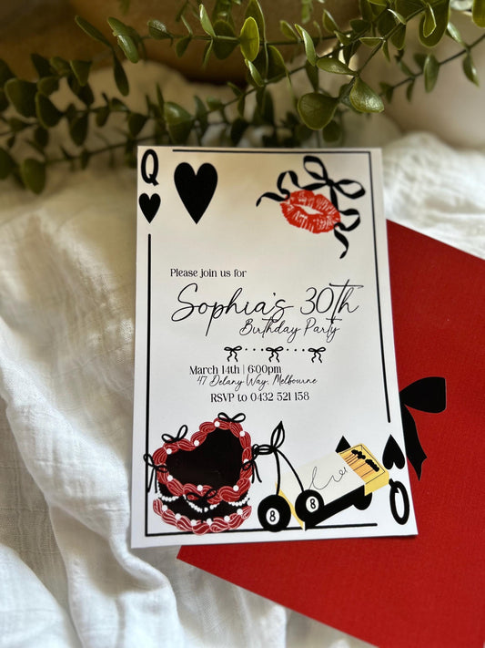 Ladies 30th 21st Glam Lucky coquette Bachelorette Birthday Theme Party Dinner Wedding Reception Invitation Teen Girl Party E-invite Canva