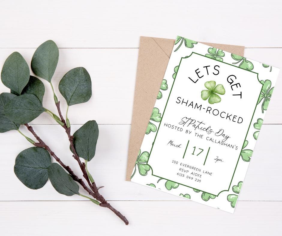 St Patrick's Day Party Lets Get Shamrocked Invitation Editable Saint Patrick Day Party Invite Shamrock, Invitation Shamrock Instant Download