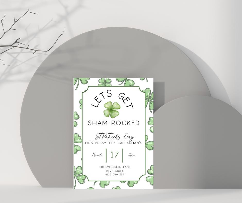 St Patrick's Day Party Lets Get Shamrocked Invitation Editable Saint Patrick Day Party Invite Shamrock, Invitation Shamrock Instant Download