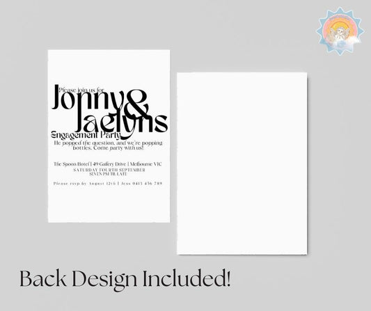 Modern Minimalist with funky font Engagement Party Invitations