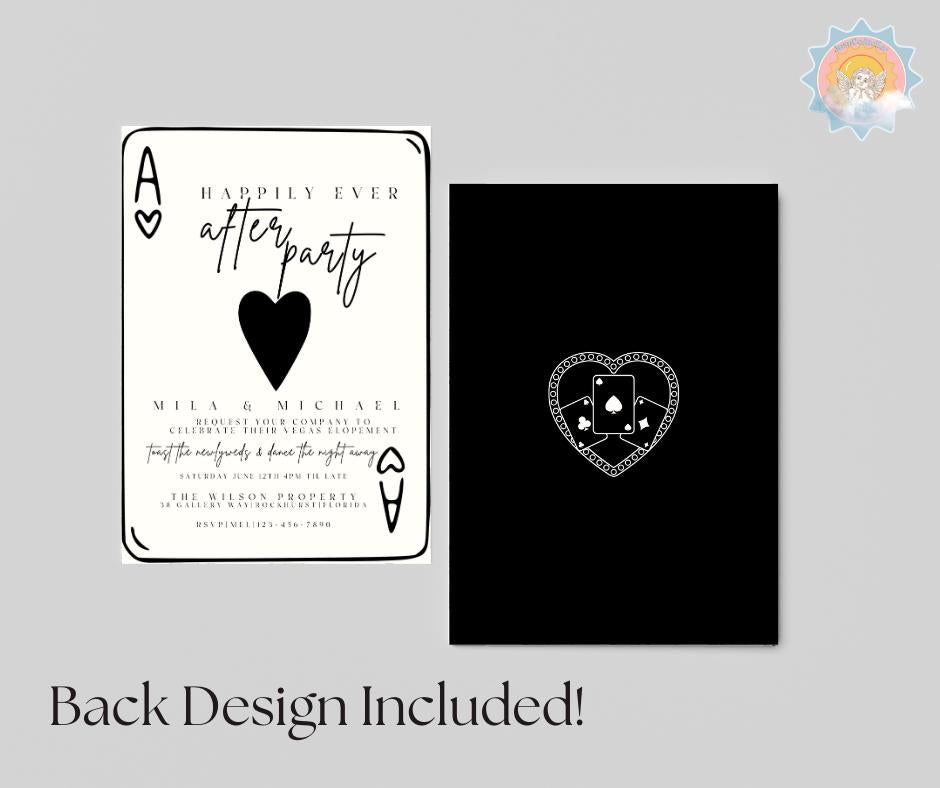 Funky Vegas Wedding Invitation playing cards modern fun just married Vegas elopement chapel wedding Elvis wedding gambling casino wedding