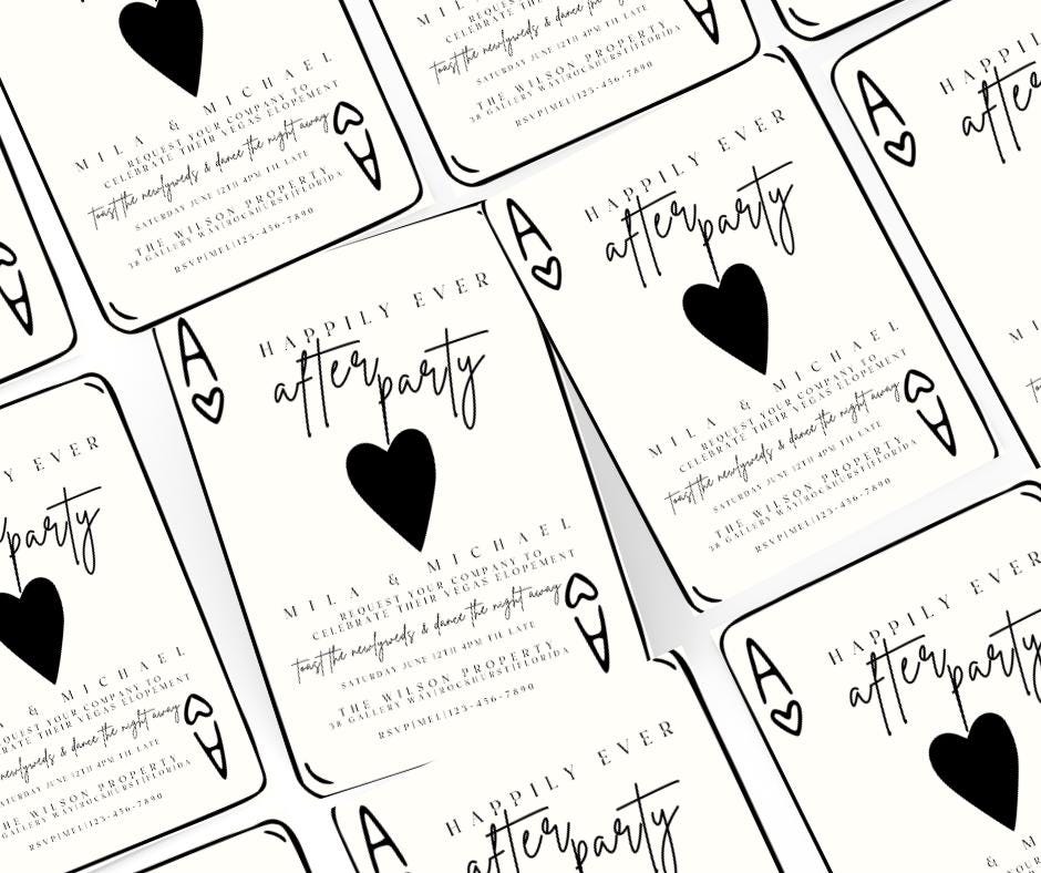 Funky Vegas Wedding Invitation playing cards modern fun just married Vegas elopement chapel wedding Elvis wedding gambling casino wedding