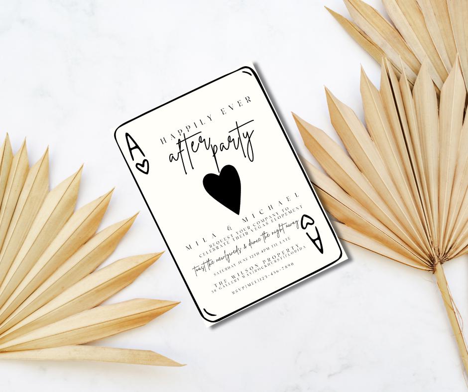 Funky Vegas Wedding Invitation playing cards modern fun just married Vegas elopement chapel wedding Elvis wedding gambling casino wedding