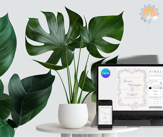 Baroque Classy Wedding Invitation Dove Lily Purple Elopement Bridal Elegance Royal Design Invite Template Digital Download Elegant Fancy