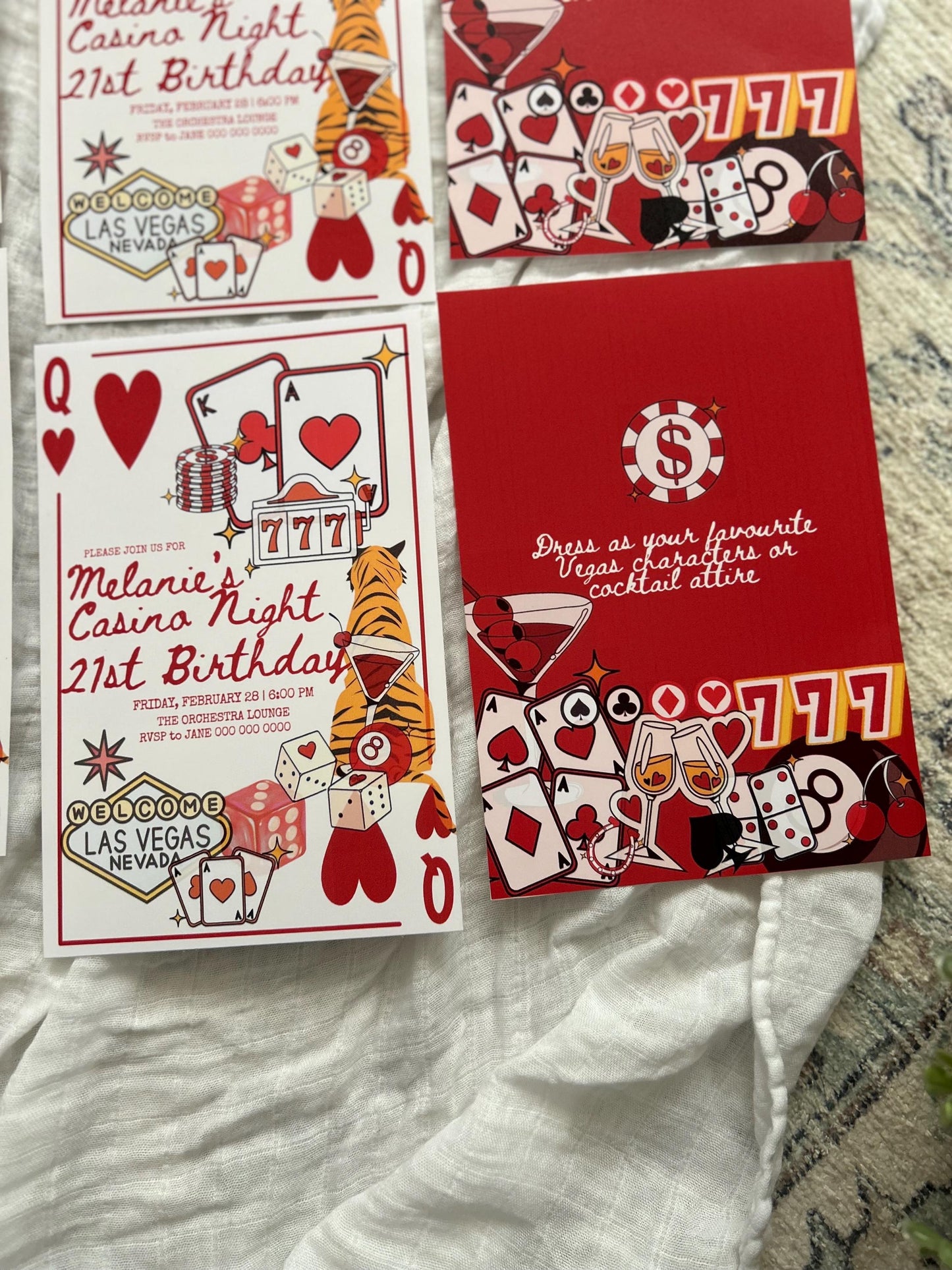 Las Vegas Casino Night Themed Party Invitations Bachelorette Milestone 21 30 18 Birthday Party Dinner Wedding Elopement Reception Invitation
