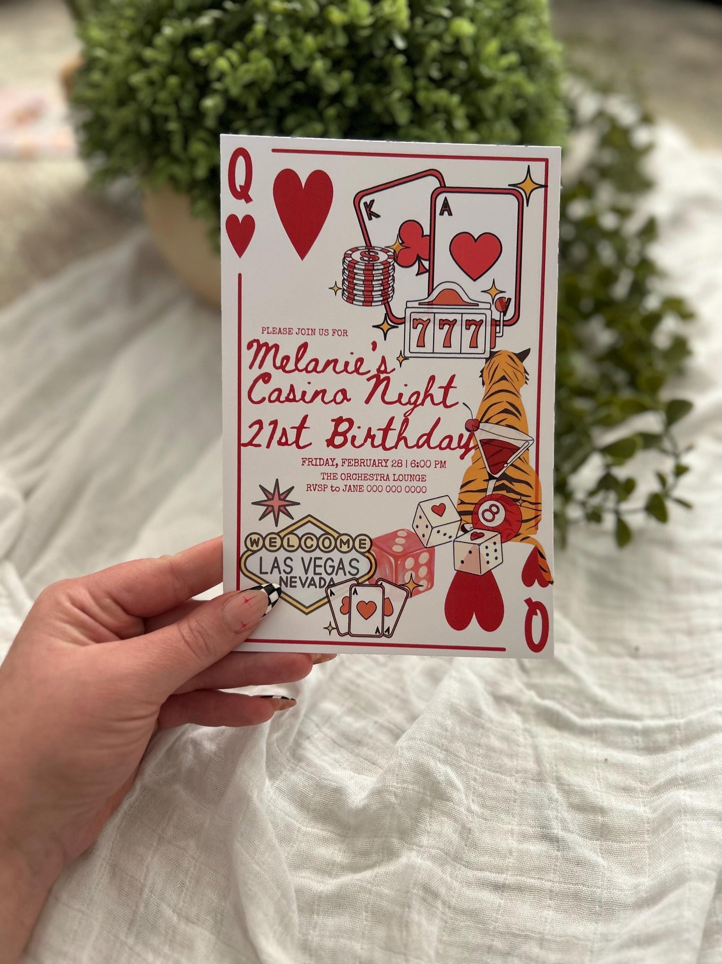 Las Vegas Casino Night Themed Party Invitations Bachelorette Milestone 21 30 18 Birthday Party Dinner Wedding Elopement Reception Invitation