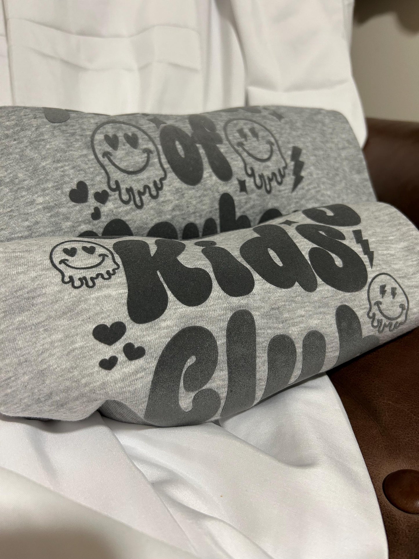 Crazy Club GreyMatching kids and mum Mother’s Day sweatshirt - Mother of Mayhem, MoM, family matching jumpers crewneck personalised mum gift