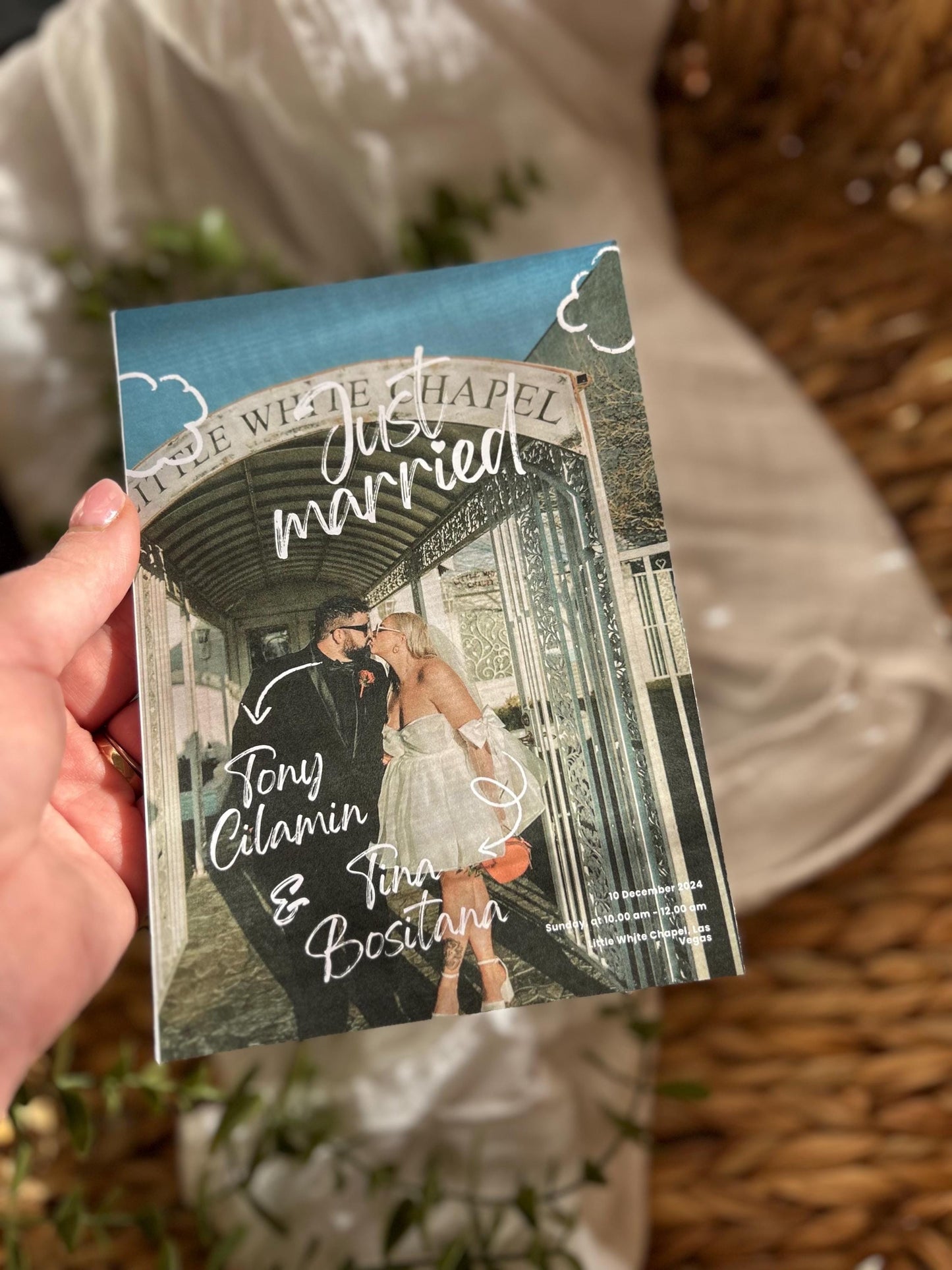 Fun & fresh Digital Elopement Announcement Template elopement invitation just married, tied the knot, secret Las Vegas wedding invite bride