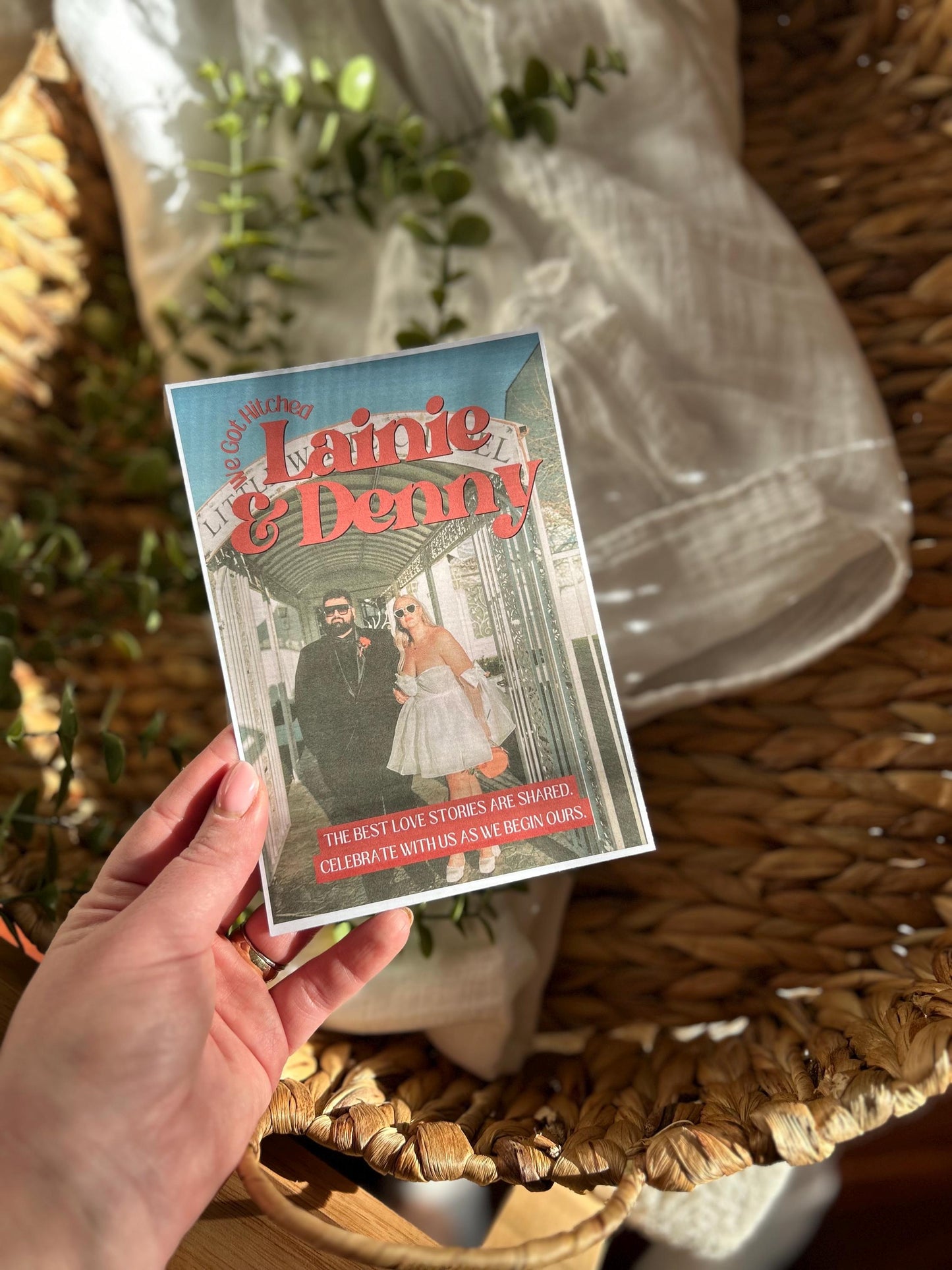 Retro Digital Elopement Announcement Template elopement invitation just married, tied the knot, secret Las Vegas wedding invite bride