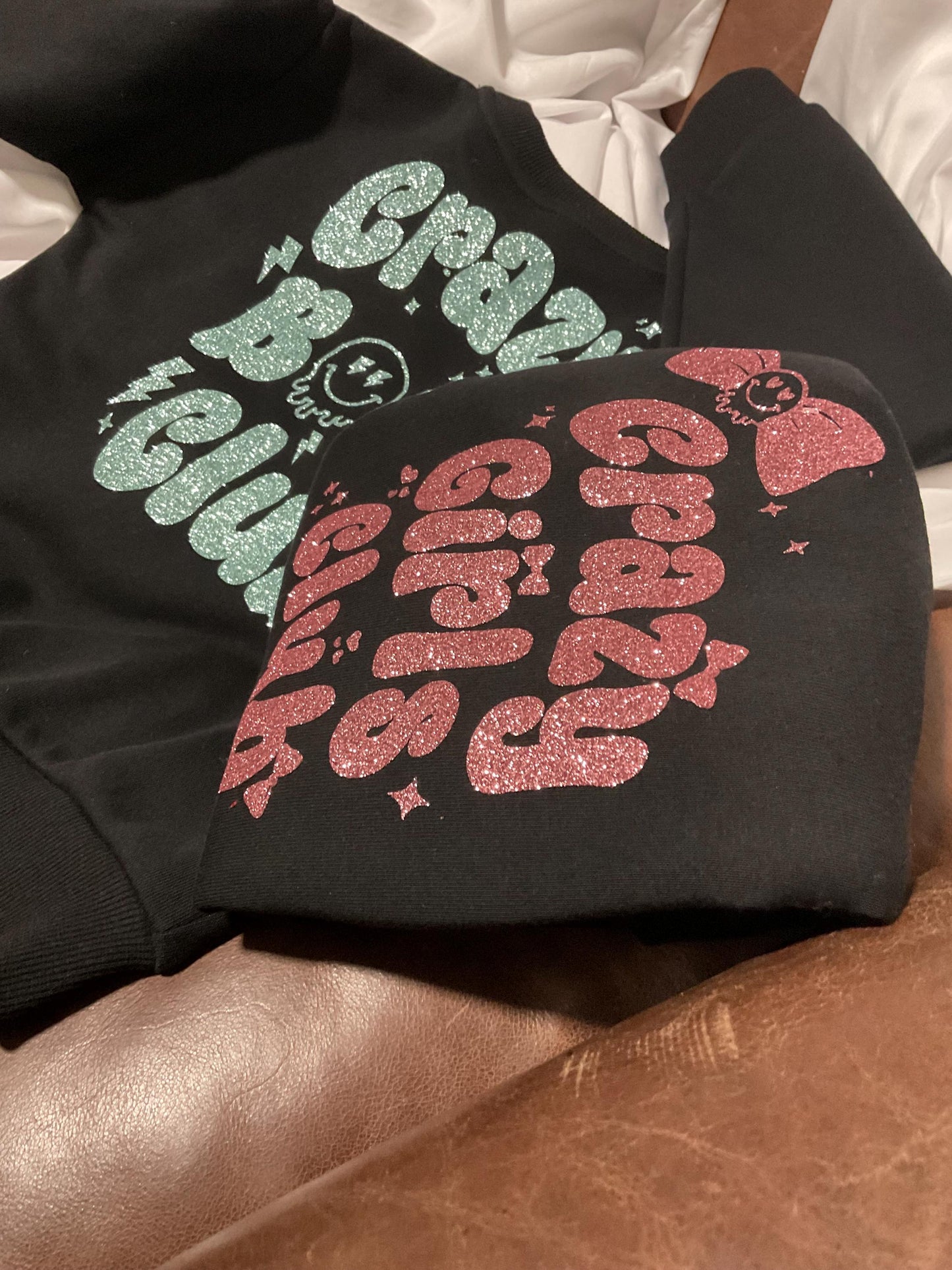 Crazy Club Matching kids and mum Mother’s Day sweatshirt - Mother of Mayhem, MoM, family matching jumpers crewneck personalised mum gift