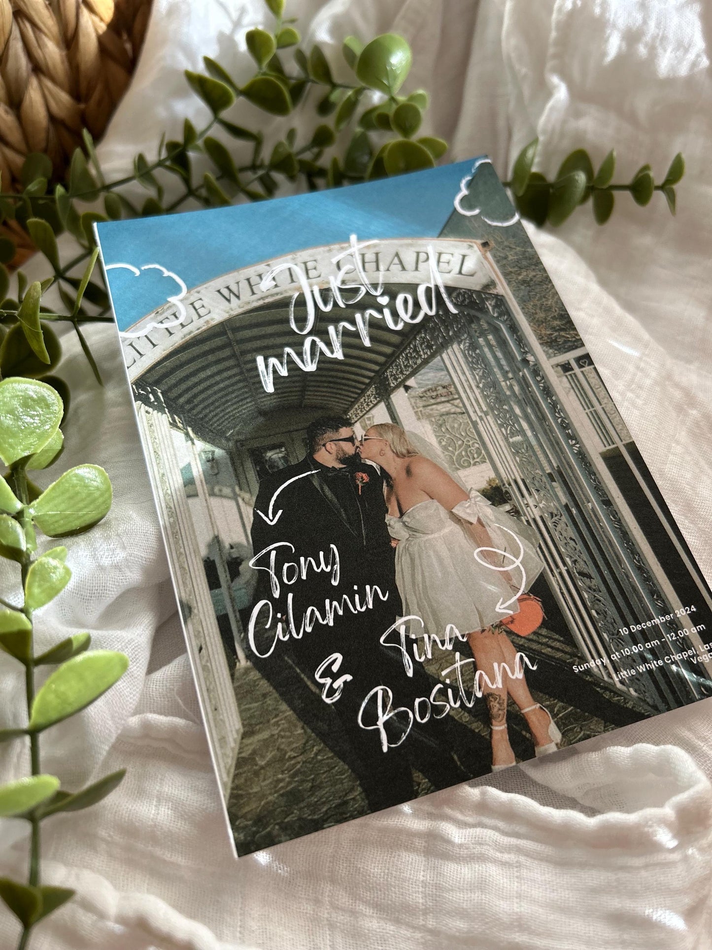 Fun & fresh Digital Elopement Announcement Template elopement invitation just married, tied the knot, secret Las Vegas wedding invite bride