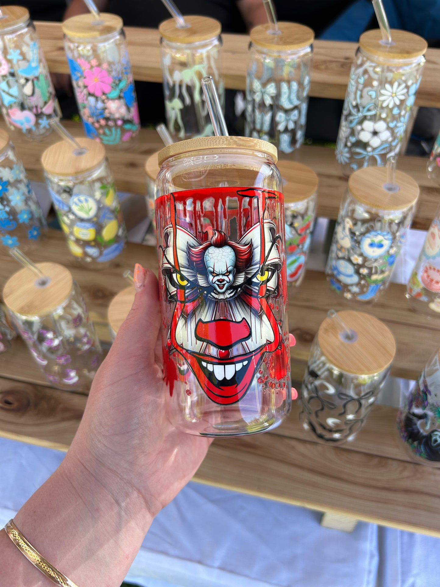 Penny wise - 16oz Glass Cup w/Bamboo Lid & Glass Straw