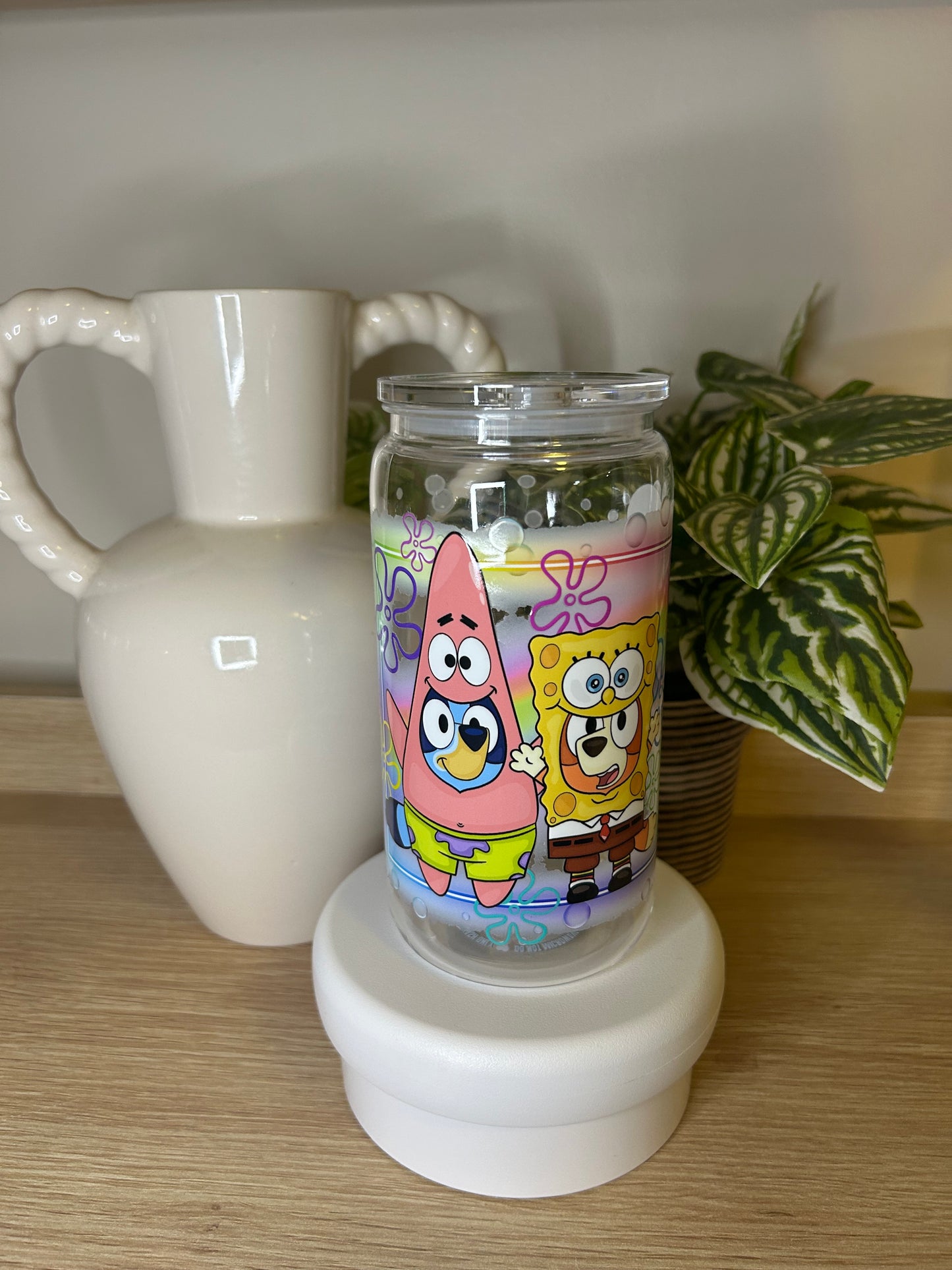 Sponge Dog 16oz Acrylic Cup W/acrylic lid & straw