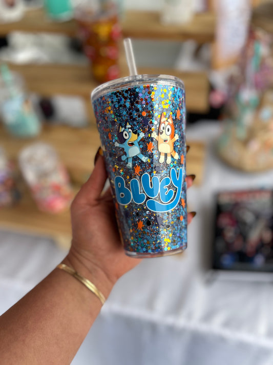 Bluey Stadium 16oz Double Walled Acrylic Cup W/ lid & straw
